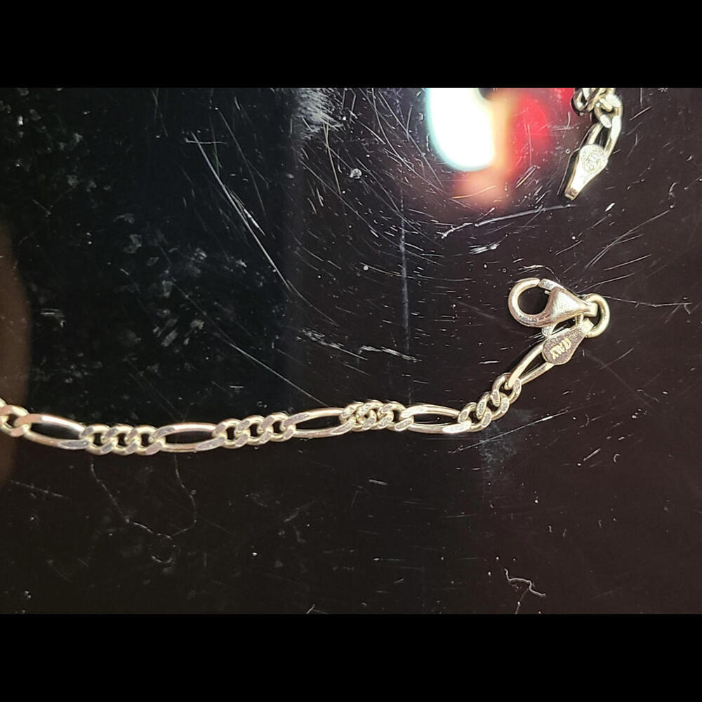 10 Inch Figaro Style Sterling Silver Bracelet 925 Made In Italy With 925 Lobst - Picture 7 of 9